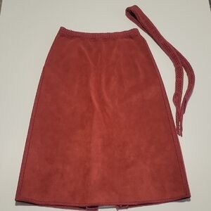 Western Vibe Rust Suede Skirt with Belt